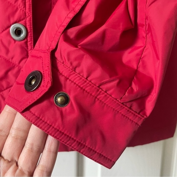 Powder River Trench Coat Hoodie Jacket Women L Belted Zip Up Windbreaker Red - Picture 9 of 17